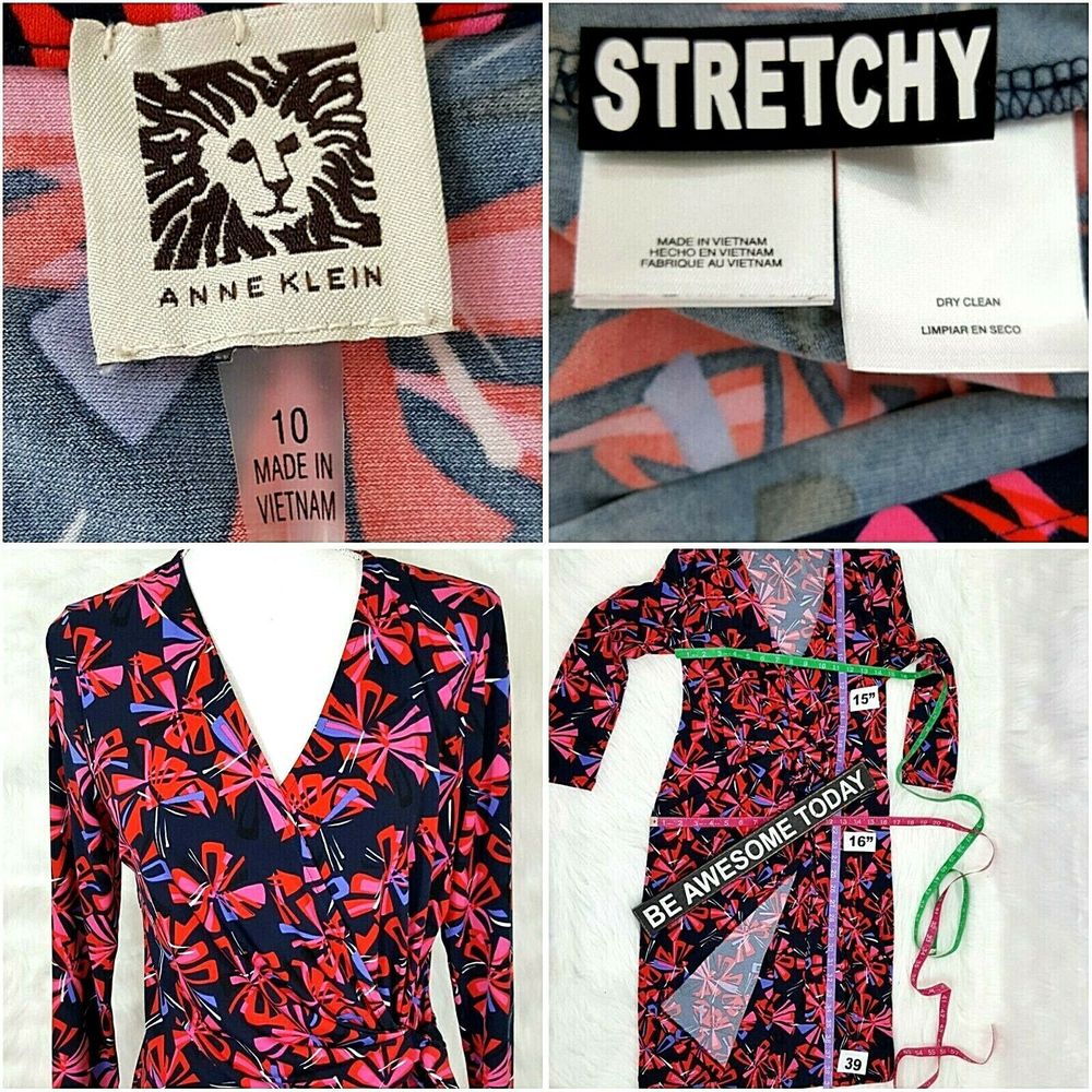 Anne Klein Dress Comfort Stretch Faux Wrap Red - Picture 4 of 8